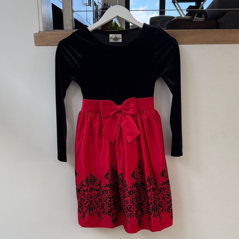 Black and Red Holiday Kids Dress